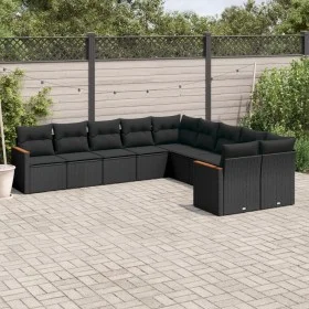 Garden sofa set 10 pieces with black synthetic rattan cushions by , Garden sets - Ref: Foro24-3258751, Price: 623,10 €, Disco...