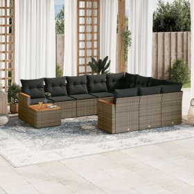 11-piece garden sofa set and gray synthetic rattan cushions by , Garden sets - Ref: Foro24-3258770, Price: 620,43 €, Discount: %