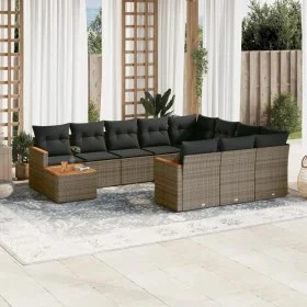 11-teiliges Gartensofa-Set und graue synthetische Rattankissen von , Gartensets - Ref: Foro24-3258770, Preis: 642,28 €, Rabat...