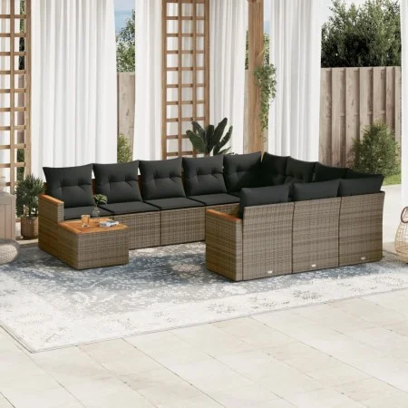 11-teiliges Gartensofa-Set und graue synthetische Rattankissen von , Gartensets - Ref: Foro24-3258770, Preis: 642,49 €, Rabat...