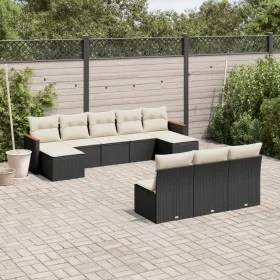 Gartensofa-Set 10-teilig mit schwarzen synthetischen Rattankissen von , Gartensets - Ref: Foro24-3258787, Preis: 529,11 €, Ra...