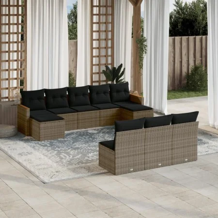 10-teilige Gartensofagarnitur mit grauen synthetischen Rattankissen von , Gartensets - Ref: Foro24-3258791, Preis: 559,55 €, ...