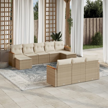 Gartensofa-Set mit beigen Kissen, 10-teilig, synthetisches Rattan von , Gartensets - Ref: Foro24-3258817, Preis: 645,43 €, Ra...