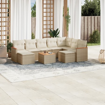 Gartensofa-Set mit beigen Kissen, 10-teilig, synthetisches Rattan von , Gartensets - Ref: Foro24-3258950, Preis: 660,43 €, Ra...