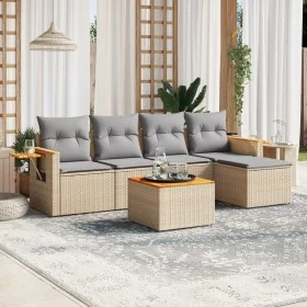 Gartensofa-Set mit Kissen, 6-teilig, beiges synthetisches Rattan von , Gartensets - Ref: Foro24-3259168, Preis: 365,88 €, Rab...