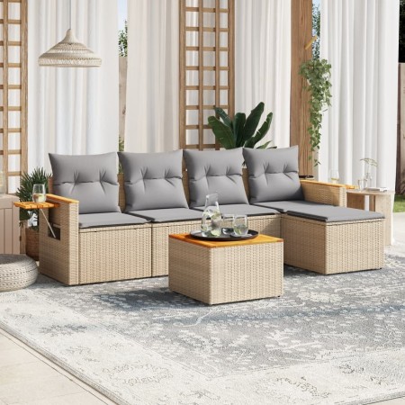 Juego de sofás jardín con cojines 6 pzas ratán sintético beige de , Conjuntos de jardín - Ref: Foro24-3259168, Precio: 386,50...