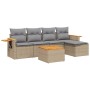 Gartensofa-Set mit Kissen, 6-teilig, beiges synthetisches Rattan von , Gartensets - Ref: Foro24-3259168, Preis: 386,50 €, Rab...