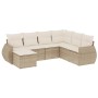 7-teiliges Gartensofa-Set und beigefarbene synthetische Rattankissen von , Modulare Sofas für den Außenbereich - Ref: Foro24-...