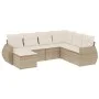 7-teiliges Gartensofa-Set und beigefarbene synthetische Rattankissen von , Modulare Sofas für den Außenbereich - Ref: Foro24-...