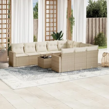 11-piece garden sofa set with beige synthetic rattan cushions by , Modular outdoor sofas - Ref: Foro24-3251835, Price: 719,33...