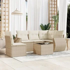 Gartensofa-Set mit Kissen, 6-teilig, beiges synthetisches Rattan von , Gartensets - Ref: Foro24-3253715, Preis: 455,92 €, Rab...