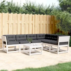 6-teiliges Gartensofa-Set mit Kissen aus massivem weißem Kiefernholz von , Gartensets - Ref: Foro24-3217021, Preis: 715,69 €,...