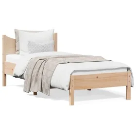 Solid pine wood bed frame 90x190 cm by , Beds and slatted bases - Ref: Foro24-844753, Price: 101,87 €, Discount: %