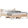 Solid pine wood bed frame 135x190 cm by , Beds and slatted bases - Ref: Foro24-844745, Price: 103,50 €, Discount: %