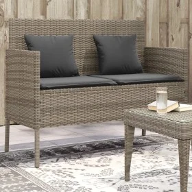 Garden bench with gray synthetic rattan cushions by , garden benches - Ref: Foro24-365773, Price: 155,53 €, Discount: %