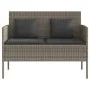 Garden bench with gray synthetic rattan cushions by , garden benches - Ref: Foro24-365773, Price: 155,53 €, Discount: %