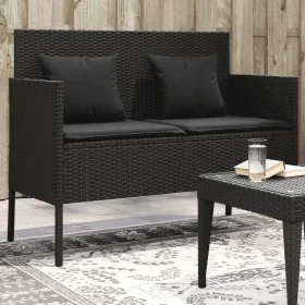 Garden bench with black synthetic rattan cushions by , garden benches - Ref: Foro24-365771, Price: 153,96 €, Discount: %