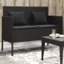 Garden bench with black synthetic rattan cushions by , garden benches - Ref: Foro24-365771, Price: 153,96 €, Discount: %