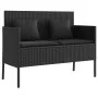 Garden bench with black synthetic rattan cushions by , garden benches - Ref: Foro24-365771, Price: 153,96 €, Discount: %