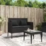 Garden bench with black synthetic rattan cushions by , garden benches - Ref: Foro24-365771, Price: 153,96 €, Discount: %