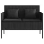 Garden bench with black synthetic rattan cushions by , garden benches - Ref: Foro24-365771, Price: 153,96 €, Discount: %
