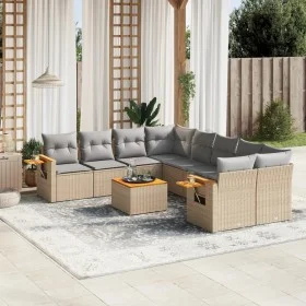 9-teiliges Gartensofa-Set mit beigen synthetischen Rattankissen von , Gartensets - Ref: Foro24-3259070, Preis: 599,87 €, Raba...