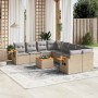9-teiliges Gartensofa-Set mit beigen synthetischen Rattankissen von , Gartensets - Ref: Foro24-3259070, Preis: 598,97 €, Raba...