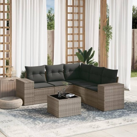 6-teiliges Gartenmöbel-Set und graue synthetische Rattankissen von , Gartensets - Ref: Foro24-3222559, Preis: 379,52 €, Rabat...