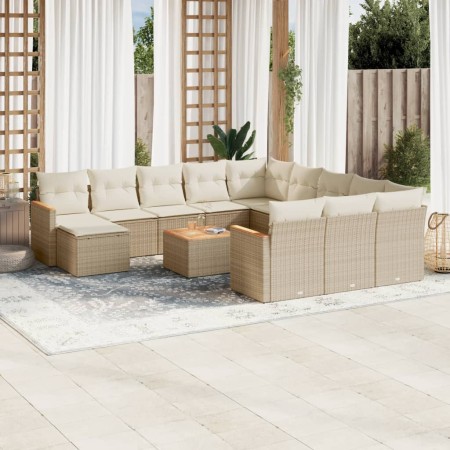 Garden sofa set with cushions 13 pieces beige synthetic rattan by , Garden sets - Ref: Foro24-3258992, Price: 885,38 €, Disco...