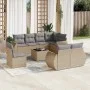 9-teiliges Gartensofa-Set mit beigen synthetischen Rattankissen von , Modulare Sofas für den Außenbereich - Ref: Foro24-32216...