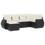 6-teiliges Gartensofa-Set und schwarze synthetische Rattankissen von , Modulare Sofas für den Außenbereich - Ref: Foro24-3221...