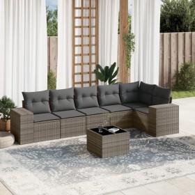 7-piece garden sofa set with gray PE rattan cushions by , Garden sets - Ref: Foro24-3222599, Price: 435,55 €, Discount: %