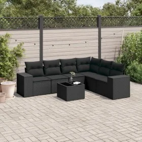 7-piece garden dining set and black synthetic rattan cushions by , Garden sets - Ref: Foro24-3222614, Price: 515,87 €, Discou...