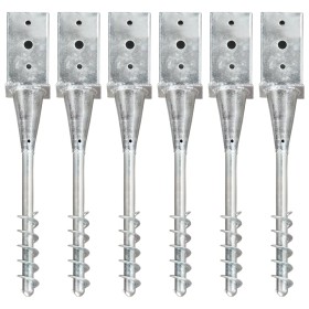 Erdspieße 6 Stück silber verzinkter Stahl 8x8x57 cm von vidaXL, Spikes zur Verankerung im Boden - Ref: Foro24-145438, Preis: ...