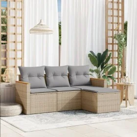 Garden sofa set with cushions 4 pieces beige synthetic rattan by , Garden sets - Ref: Foro24-3258307, Price: 262,51 €, Discou...