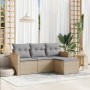 Gartensofa-Set mit Kissen, 4-teilig, beiges synthetisches Rattan von , Gartensets - Ref: Foro24-3258307, Preis: 263,28 €, Rab...