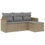 Garden sofa set with cushions 4 pieces beige synthetic rattan by , Garden sets - Ref: Foro24-3258307, Price: 262,51 €, Discou...