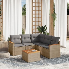 Gartensofa-Set mit Kissen, 6-teilig, beiges synthetisches Rattan von , Gartensets - Ref: Foro24-3258370, Preis: 393,76 €, Rab...