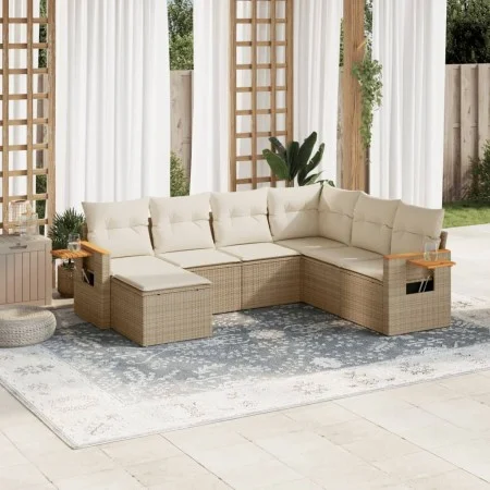 7-piece garden sofa set and beige synthetic rattan cushions by , Garden sets - Ref: Foro24-3259447, Price: 492,62 €, Discount: %