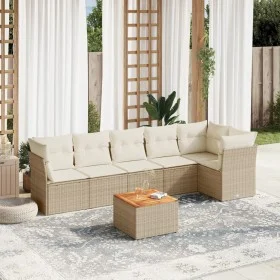 7-piece garden sofa set and beige synthetic rattan cushions by , Garden sets - Ref: Foro24-3223650, Price: 455,76 €, Discount: %
