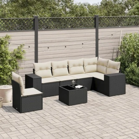7-piece garden dining set and black synthetic rattan cushions by , Garden sets - Ref: Foro24-3222635, Price: 447,65 €, Discou...