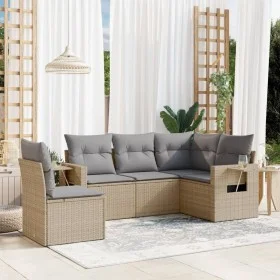 Garden sofa set with cushions 5 pieces beige synthetic rattan by , Garden sets - Ref: Foro24-3252506, Price: 373,41 €, Discou...