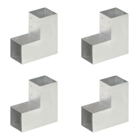 Conectores de postes en L 4 uds metal galvanizado 91x91 mm