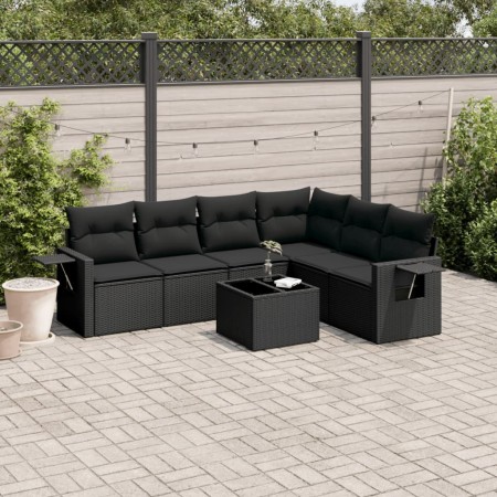 7-teiliges Garten-Essset und schwarze Kissen aus synthetischem Rattan von , Gartensets - Ref: Foro24-3252552, Preis: 479,00 €...