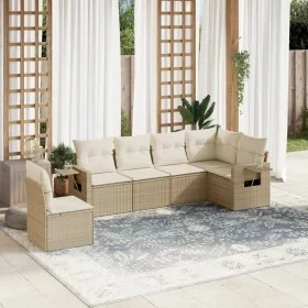 Gartensofa-Set mit Kissen, 6-teilig, beiges synthetisches Rattan von , Gartensets - Ref: Foro24-3252565, Preis: 455,24 €, Rab...