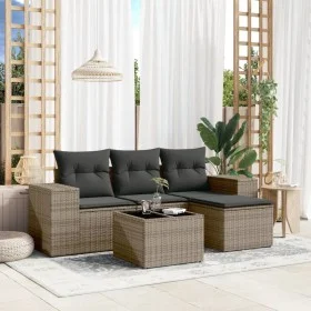 Gartensofa-Set mit Kissen, 5-teilig, graues synthetisches Rattan von , Gartensets - Ref: Foro24-3254817, Preis: 319,15 €, Rab...