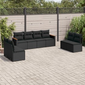 8-teiliges Gartensofa-Set und schwarze synthetische Rattankissen von , Gartensets - Ref: Foro24-3258289, Preis: 482,33 €, Rab...