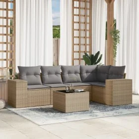 Garden sofa set with cushions 6 pieces beige synthetic rattan by , Garden sets - Ref: Foro24-3254876, Price: 448,14 €, Discou...