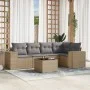 Garden sofa set with cushions 6 pieces beige synthetic rattan by , Garden sets - Ref: Foro24-3254876, Price: 448,14 €, Discou...