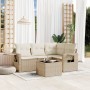 Juego de sofás jardín con cojines 5 pzas ratán sintético beige de , Conjuntos de jardín - Ref: Foro24-3252455, Precio: 396,94...